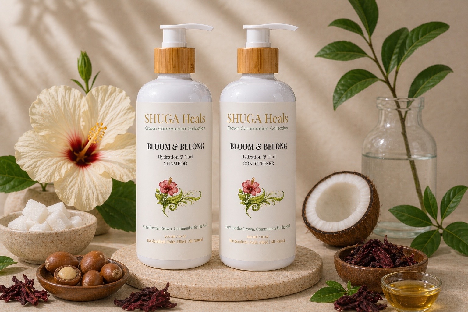 Bloom & Belong Duo – Moisturizing Shampoo and Conditioner for Soft, Hydrated and Revived Hair by SHUGA