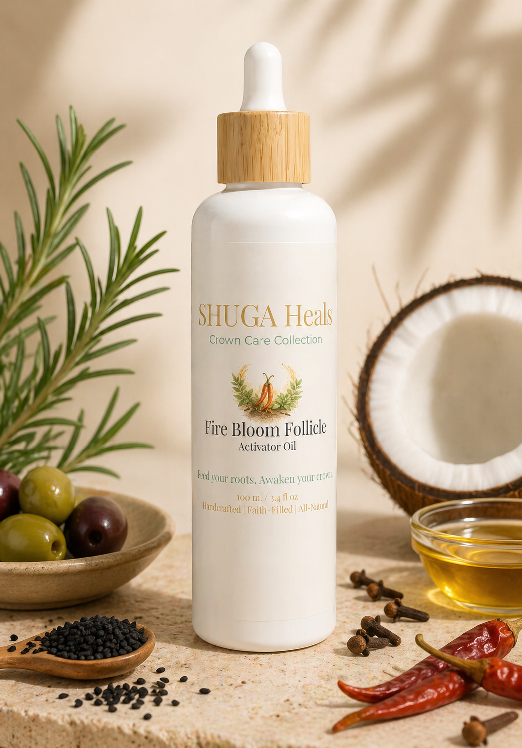 Fire Bloom – Hair Growth Oil for Stimulating Scalp, Strengthening Roots and Promoting Healthy Hair Growth by SHUGA
