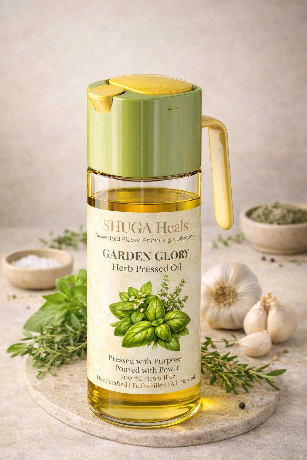 Garden Glory – Basil Oregano Pressed Oil for Fresh, Herbal and Savory Cooking by SHUGA
