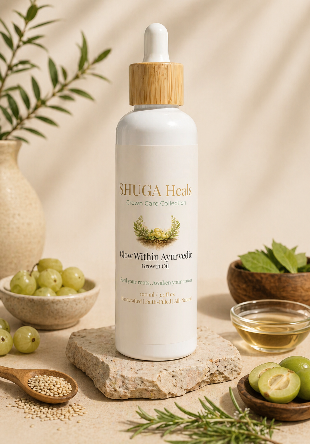 Glow Within – Ayurvedic Hair Growth Oil for Nourishing Scalp, Strengthening Roots and Promoting Healthy Hair Growth by SHUGA