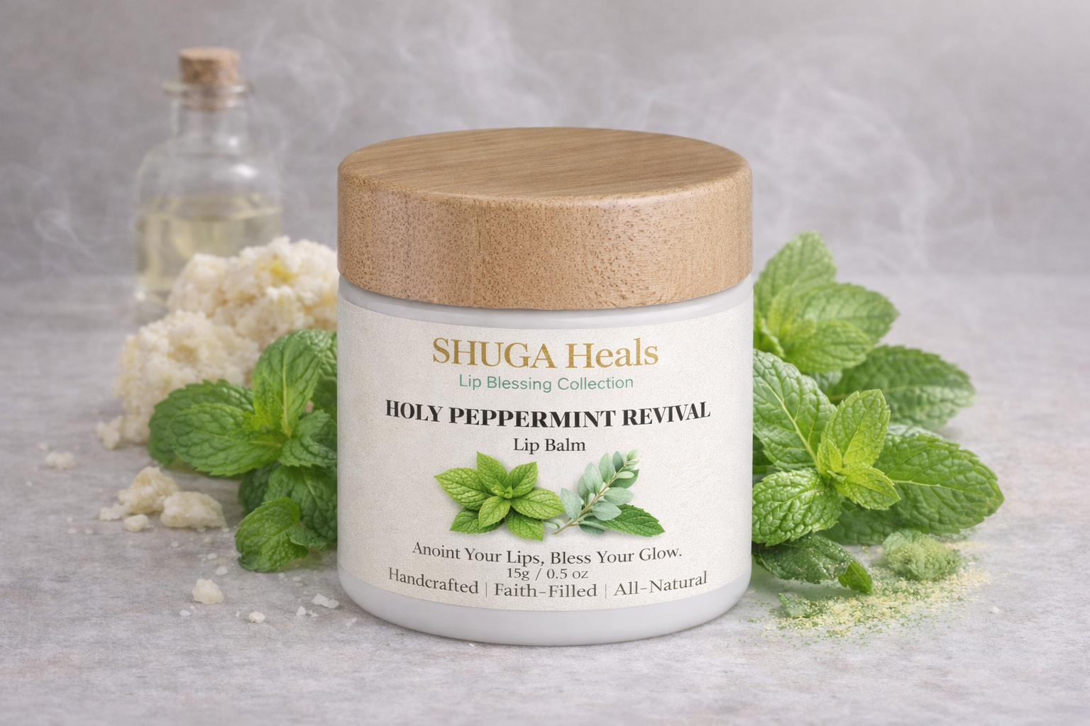 Holy Peppermint Revival – Natural Peppermint Lip Balm for Cooling, Refreshing and Deeply Hydrated Lips by SHUGA