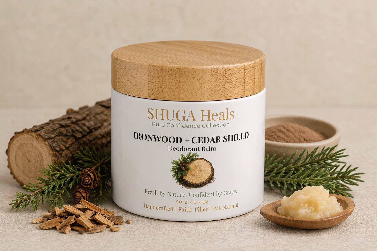 Ironwood + Cedar Shield – Natural Woodsy Deodorant Balm for Long-Lasting Freshness and Odor Protection by SHUGA