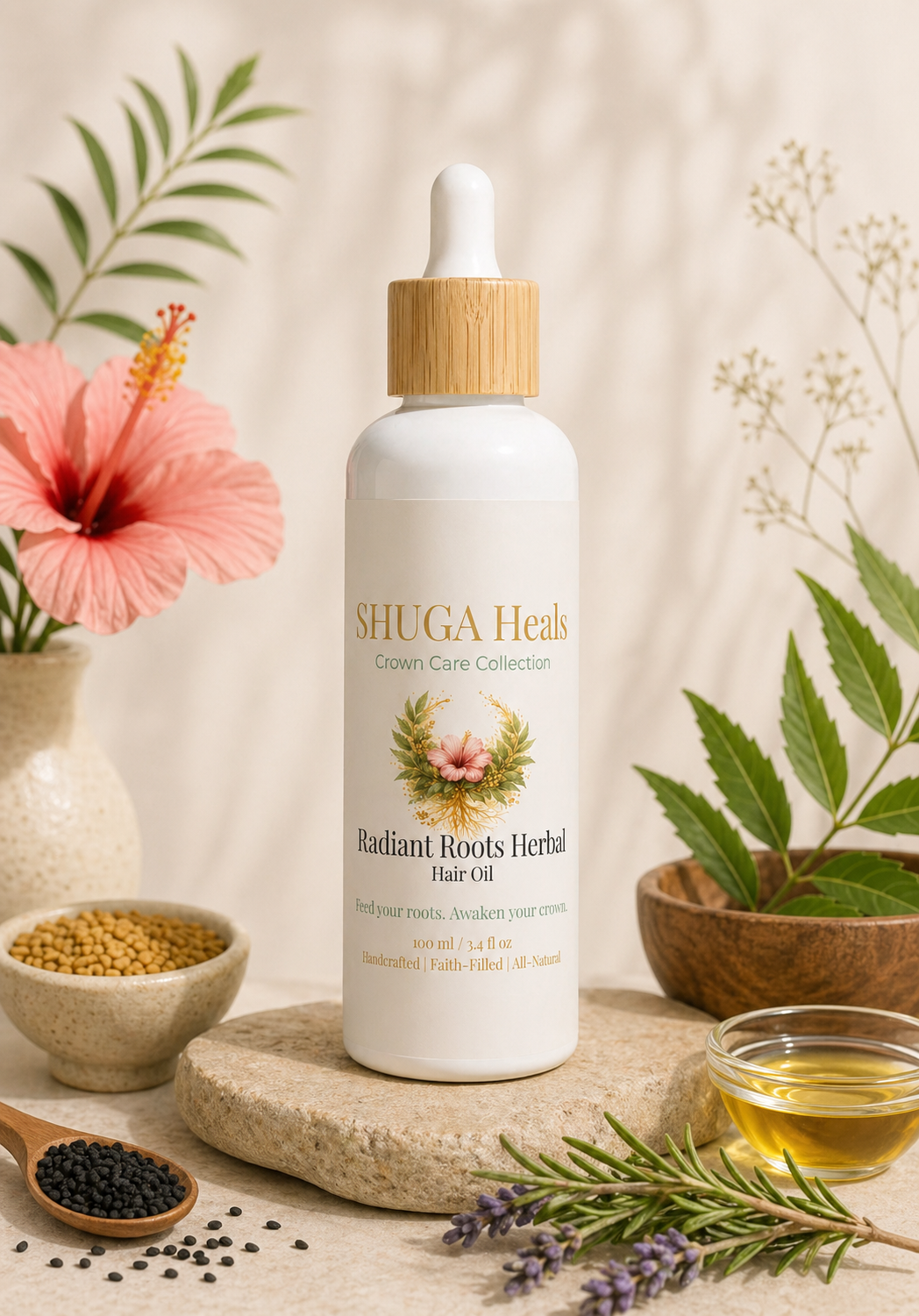 Radiant Roots – Herbal Hair Oil for Nourishing Scalp, Strengthening Roots and Promoting Healthy Hair Growth by SHUGA