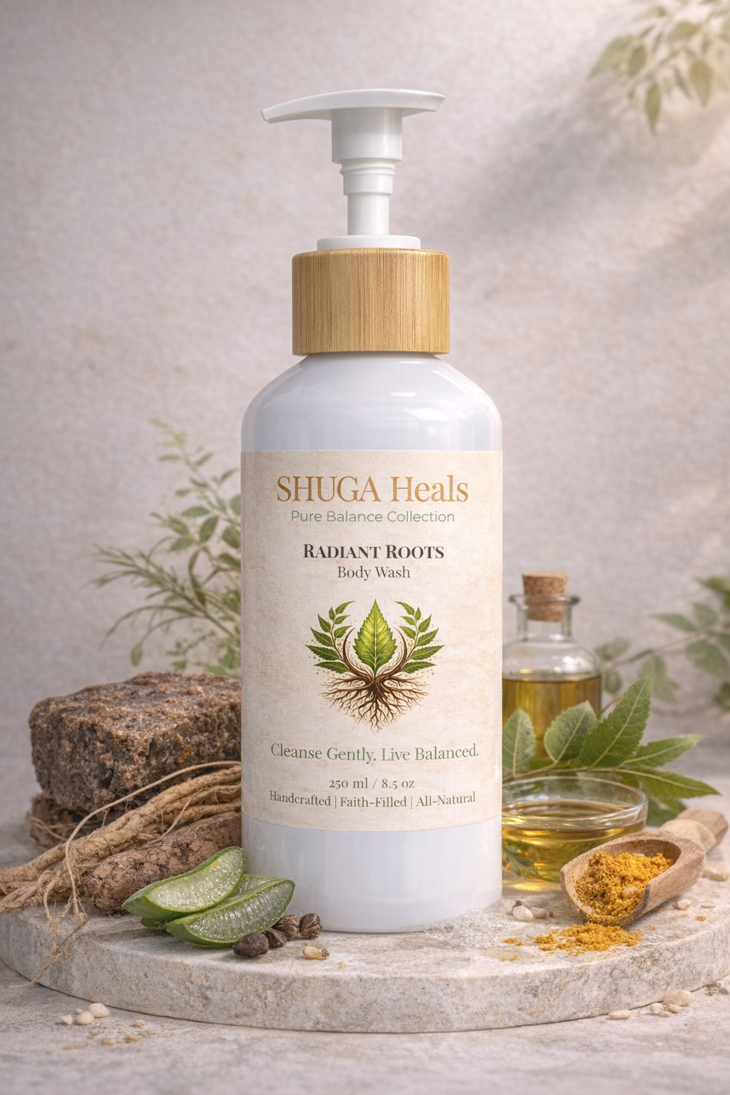 Radiant Roots – Natural Body Wash for Healthy Skin with Nourishing Herbal Ingredients by SHUGA