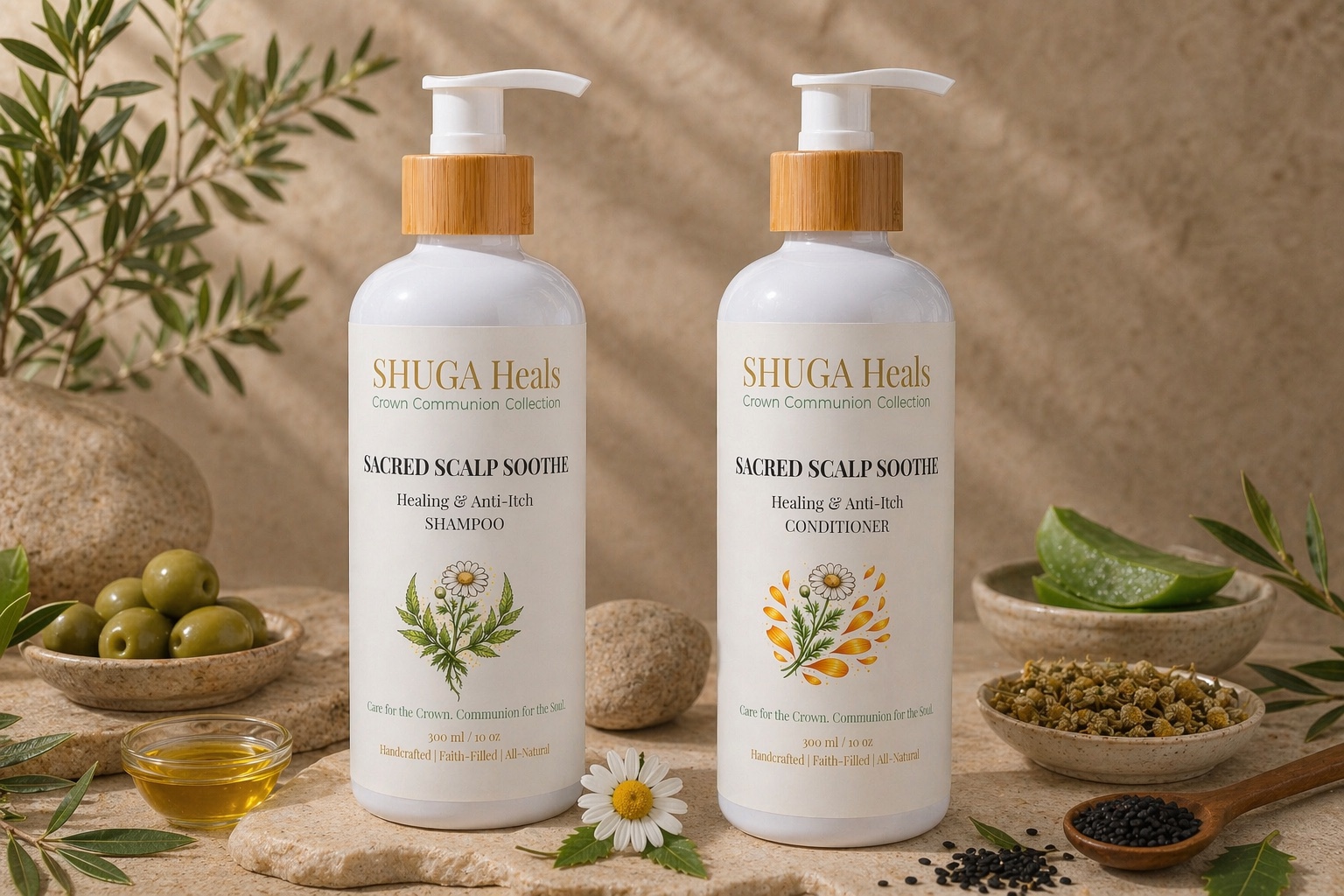 Sacred Scalp Soothe Duo – Soothing Shampoo and Conditioner for Calm Scalp, Hydration and Healthy Hair by SHUGA