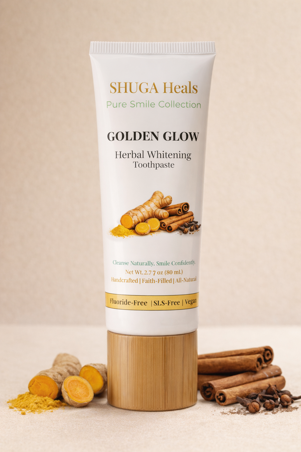 Golden Glow – Natural Whitening Toothpaste for Bright Smile and Healthy Teeth by SHUGA