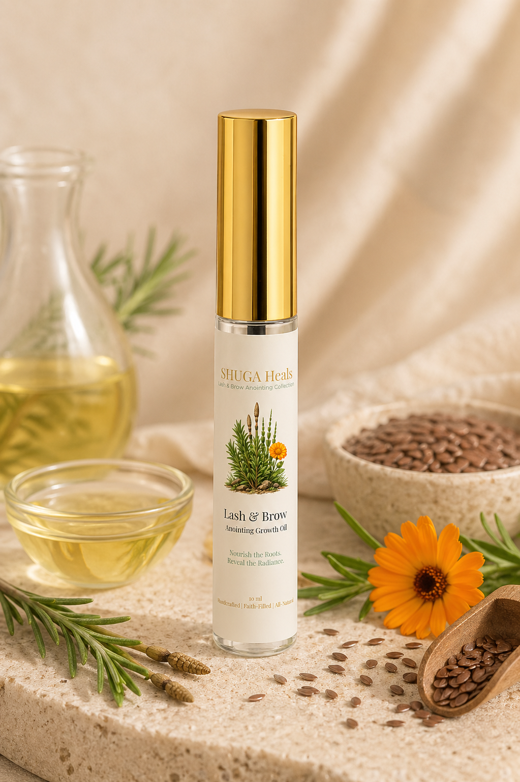 Lash + Brow Anointing Growth Oil – Natural Lash & Brow Growth Oil for Fuller, Stronger and Healthier Lashes and Brows by SHUGA