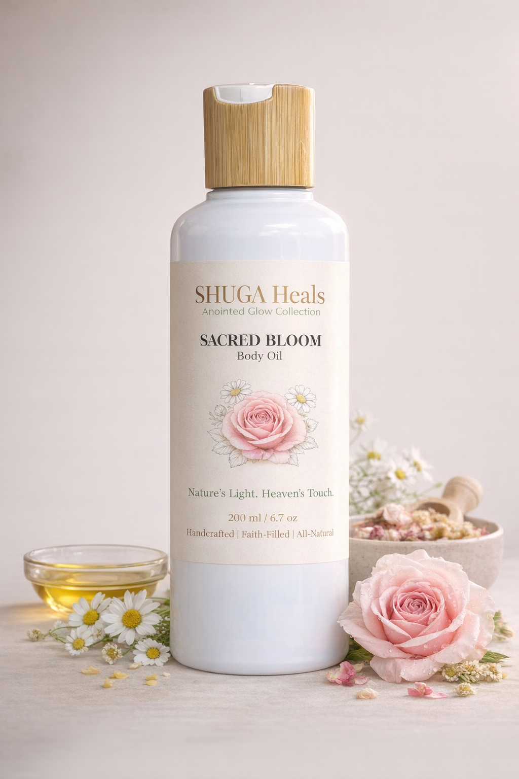 Sacred Bloom – Floral Body Oil for Soft Skin for Smooth, Hydrated and Radiant Glow by SHUGA
